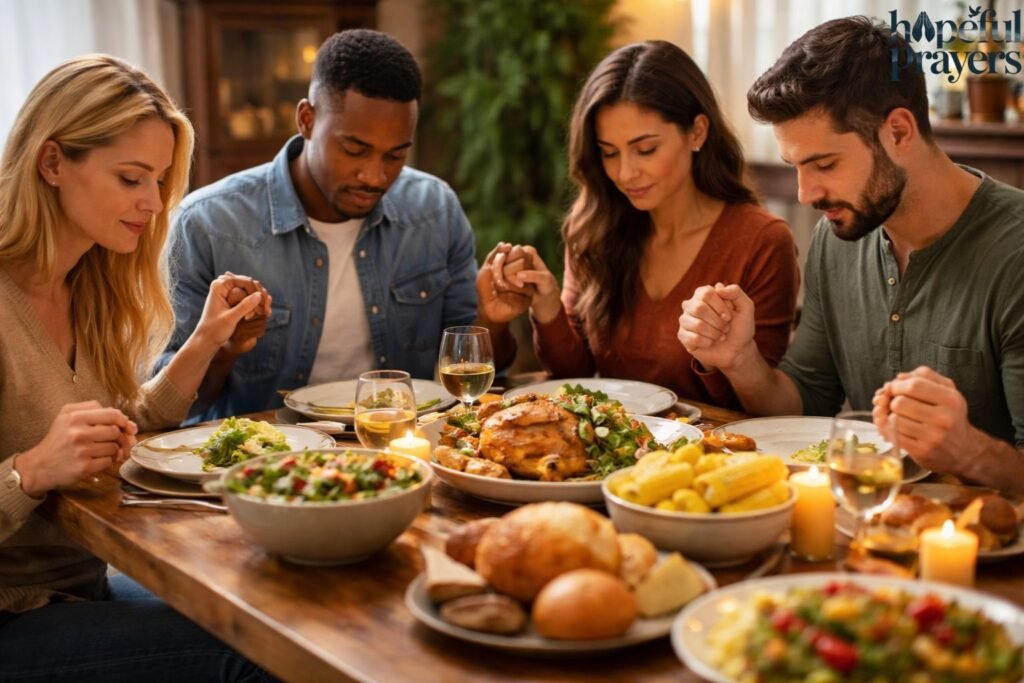 Simple prayer before meal with friends